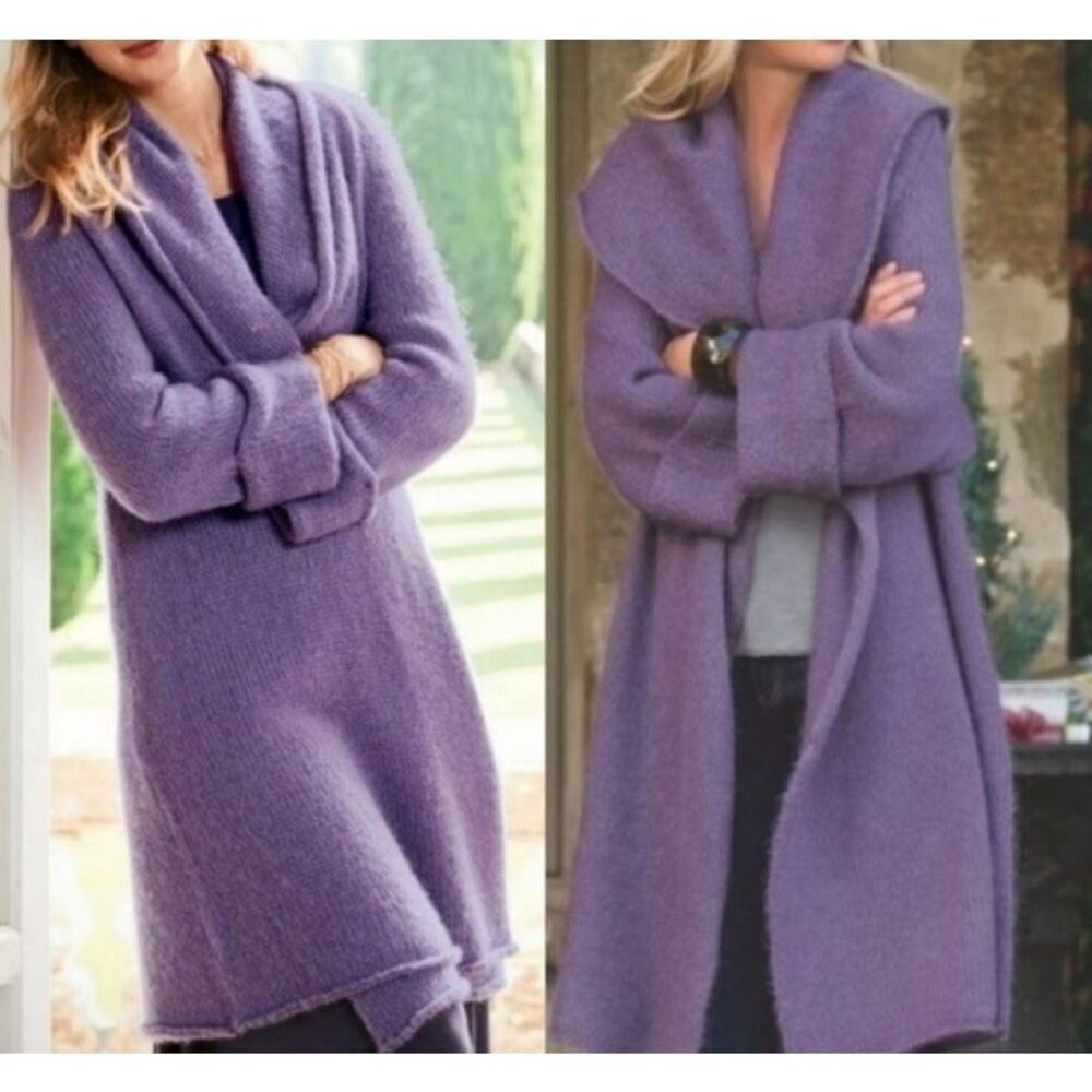 Soft Surroundings Telluride Topper Shawl M  Cardigan Lilac Purple Wool Mohair